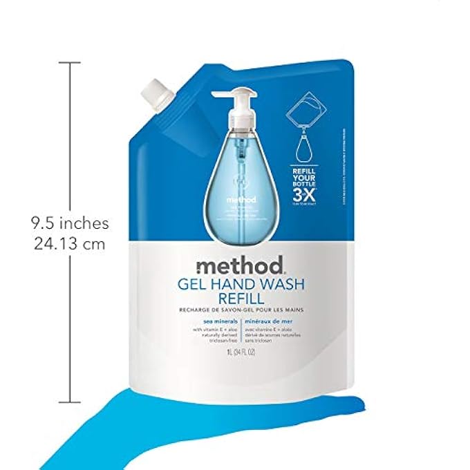 Method GEL HAND WASH REFILL POUCH, SEA MINERALS, 34OZ, 3PK - Image 4